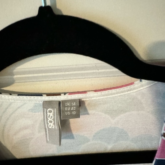 NEW ASOS Retro Tunic Dress 70s Go Go Purple Blue Bell Sleeves Size 10 NWOT - Picture 7 of 8